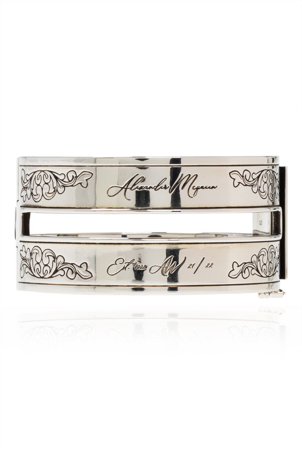 Short T-Bar Cuff Palladium for Women | Alexander McQueen